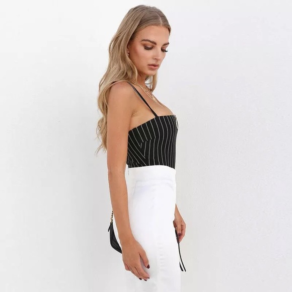 Black Pin Striped Bodysuit - Picture 7 of 8